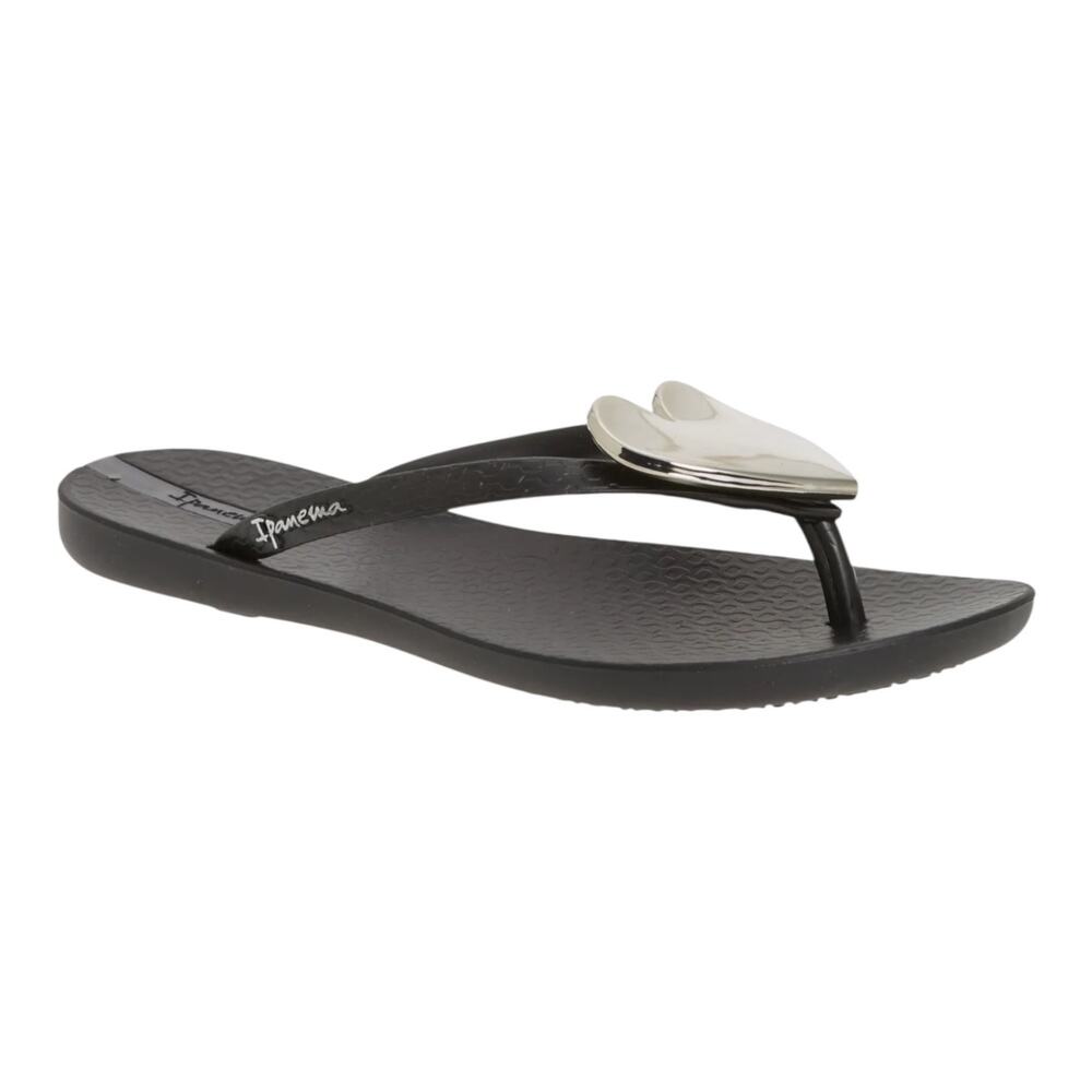 Ipanema Women's Wave Heart Sparkle Flip Flop Sandals Black Size 9